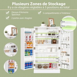 Prateleira de cozinha de 6 níveis com armazenamento de vinho - marrom