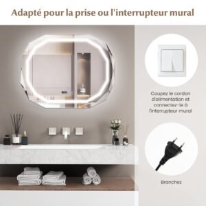 Espelho de parede sem moldura polido em prata premium