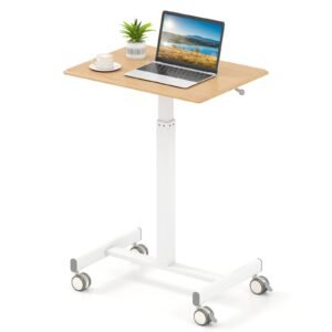 Estação de trabalho portátil dobrável para computador, com gancho e porta-copos - Natural