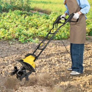 Cultivador elétrico 750W | Largura de trabalho 32 cm | Profundidade de trabalho 22 cm | 380 rpm Cultivador elétrico com interruptor de segurança e alça 32,5 x 24 x 138 cm Vermelho