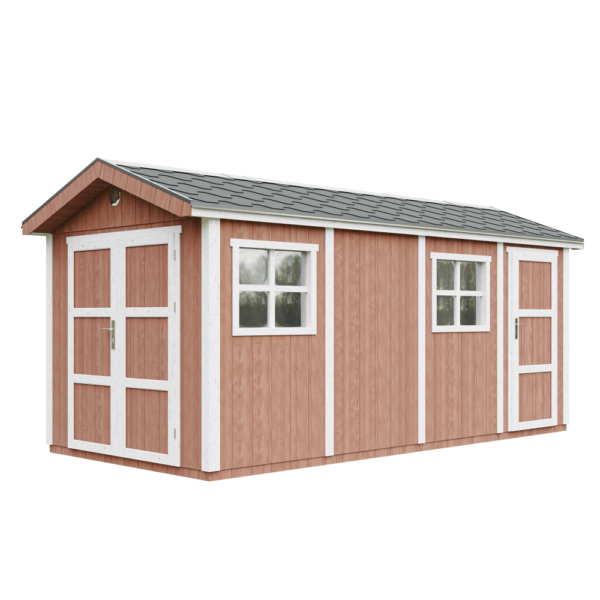 Casa com painéis inteligentes, pintura REDWOOD_RED