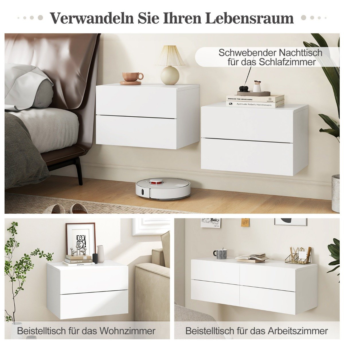 Mesa de cabeceira com gaveta e prateleira de armazenamento aberta - marrom - Image 2