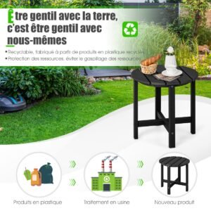 Mesa lateral com material resistente às intempéries para pátio/varanda/jardim - cinza