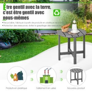 Mesa lateral com material resistente às intempéries para pátio/varanda/jardim - Branco