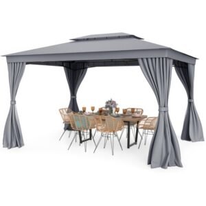 Gazebo para churrasqueira 242 x 150 cm com 2 prateleiras e 6 ganchos - Cinza