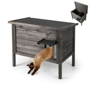 Casa para gatos com isolamento externo e espuma isolante em toda a volta - cinza escuro