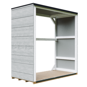 Compartimento para lenha com painel Smartside, pintura TUNDRA_GREY