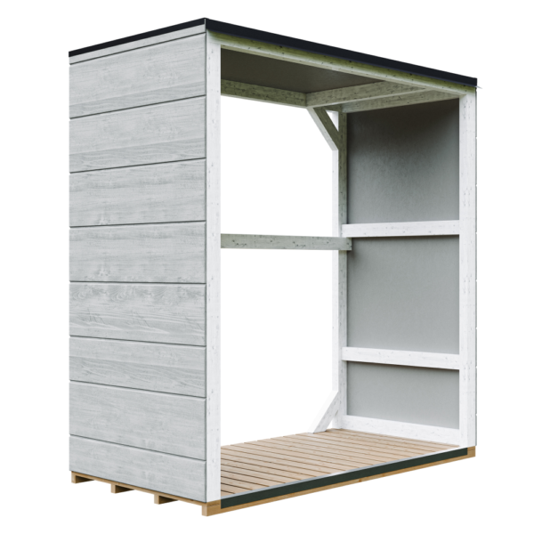 Compartimento para lenha com painel Smartside, pintura TUNDRA_GREY