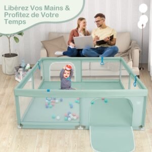 Cercadinho de segurança resistente para bebês e crianças pequenas com malha macia e respirável - cinza