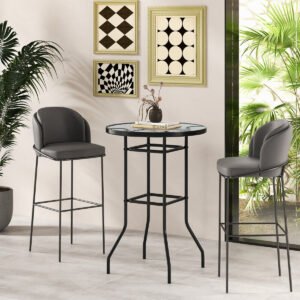 Conjunto de 2 bancos de bar dobráveis ​​com encosto humanizado e apoio para os pés - Azul