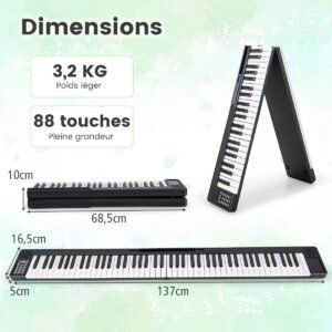 Teclado de piano digital 88 teclas instrumento musical eletrônico portátil piano infantil piano infantil preto