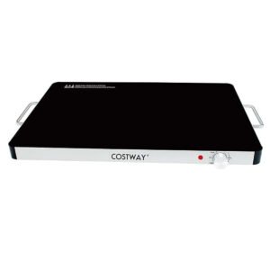 Aquecedor elétrico de bufê de aço inoxidável com 3 bandejas removíveis Bandeja de aquecimento de bufê com temperatura ajustável Prata e Preto