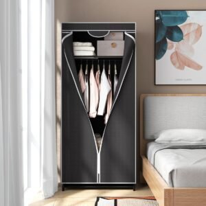 Guarda-roupa individual de lona com capa antipoeira - Café