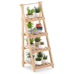 Canteiro de jardim elevado de madeira com pernas e mesa lateral dobrável de 63 x 34 x 74 cm