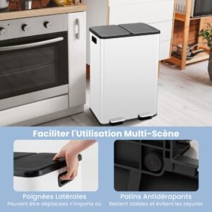 Lixeira automática de 13 galões com sensor de movimento infravermelho retangular - Prata