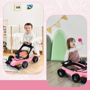 Andador de bebê 4 em 1 dobrável com altura ajustável vermelho