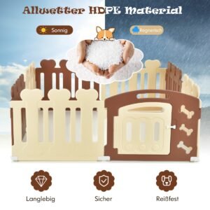 Portão de madeira independente para animais de estimação, articulado, de 4 seções, com dobradiças flexíveis, branco