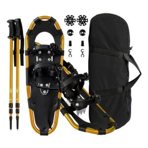 Conjunto de raquetes de neve 4 em 1 com sistema de encadernação de catraca dupla 53 cm azul marinho