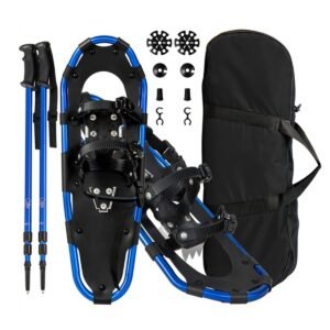 Conjunto de raquetes de neve 4 em 1 com sistema de encadernação de catraca dupla 78 cm azul marinho