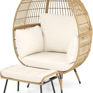 Conjunto de 5 peças de móveis para área externa com assento e encosto, cadeiras de vime para pátio com mesa de centro de vidro temperado cinza