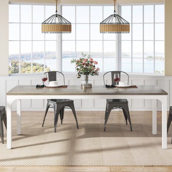 Tribesigns mesa de jantar retangular, 200 cm de comprimento para 6 a 8 pessoas, cor taupe