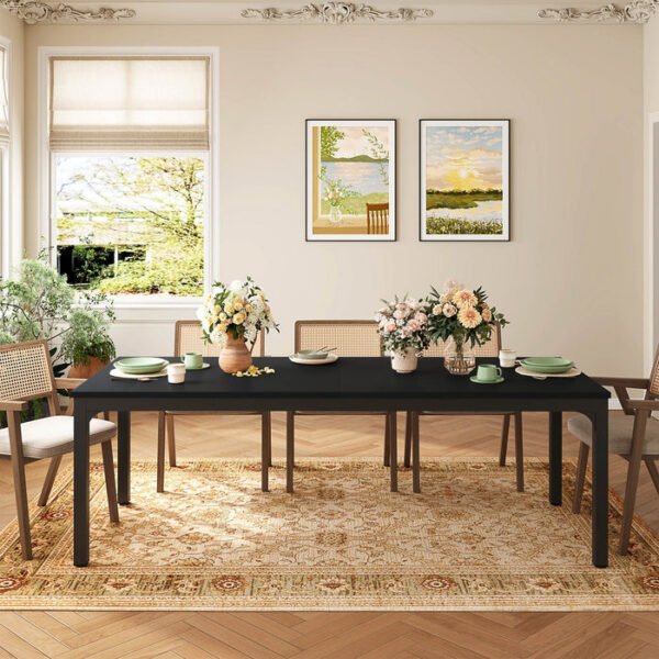 Tribesigns mesa de jantar retangular, 200 cm de comprimento para 6 a 8 pessoas, preta