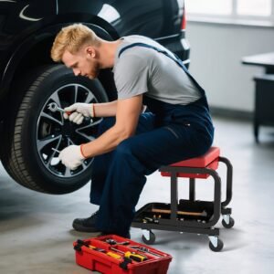 Carrinho portátil leve com 4 compartimentos, capacidade de carga de 14 kg, bandeja de ferramentas para carro com rodas de oficina preta
