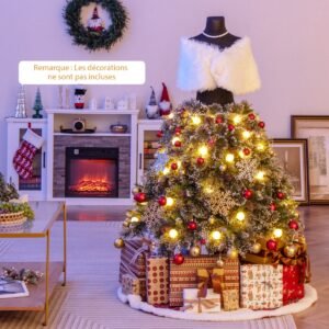 Conjunto de trem iluminado com fumaça realista, trem de Natal com árvore de Natal e luzes de LED