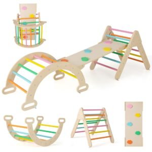 Conjunto de 3 brinquedos de escalada para crianças de 1+ anos com arco triangular, conjunto de escalada cinza