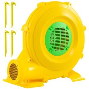 Soprador de ar 850W, ventilador com bomba de ar, cabo prático e estacas de solo, soprador elétrico 1880pa amarelo