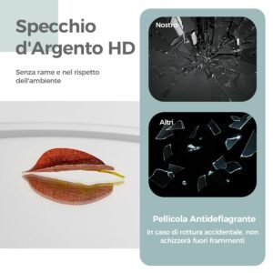 Espelho cosmético regulável de Ø 30 cm com iluminação, interruptor de toque e função de memória