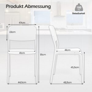 Conjunto de 2 cadeiras sem braços com encosto vazado em vime, assento acolchoado, pernas de metal cônicas para sala de estar de restaurante, cinza