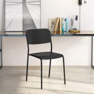 Conjunto de 4 cadeiras de jantar modernas com encosto inclinado e pernas de metal resistentes - Branco