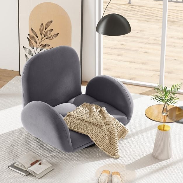 Cadeira de jogo dobrável com encosto ajustável para adultos - cinza - Image 2