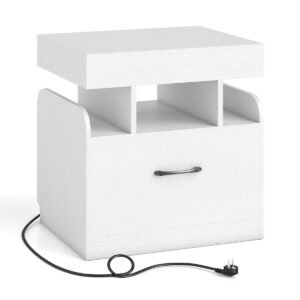 Mesa de cabeceira canelada, mesa lateral moderna de meados do século, preta