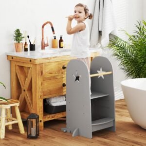 Penteadeira infantil com iluminação penteadeira meninas com espelho triplo rosa