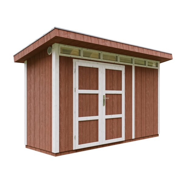 Casa com painéis inteligentes, pintura REDWOOD_RED