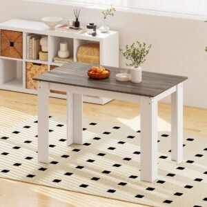 Conjunto de 2 cadeiras de jantar com encosto vazado e assentos de madeira de borracha - todas brancas