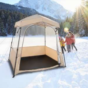 Tenda esportiva pop-up com bolsa de transporte, barraca portátil de PVC transparente com bolhas para pesca e camping, 183 cm, marrom