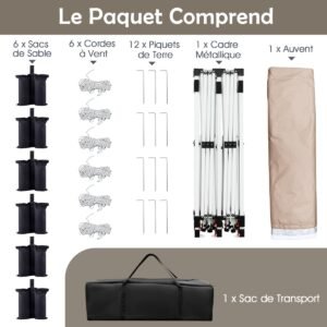 Tenda dobrável portátil para áreas externas, 300x600 cm, com bolsa de transporte, 6 sacos de areia, proteção solar, verde