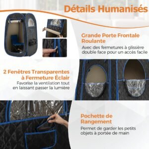 Sauna a vapor portátil para 1-2 pessoas com gerador de vapor de 3 litros 89 x 89 x 149 cm marrom