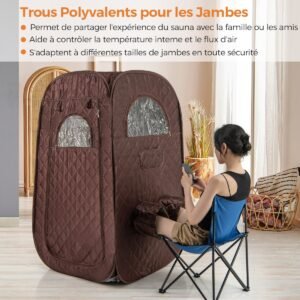 Sauna a vapor portátil Sauna doméstica para 1-2 pessoas com gerador de vapor de 3 litros 89 x 89 x 149 cm Cinza