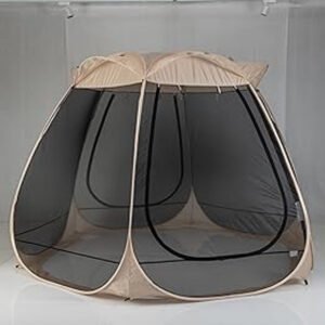 Tenda esportiva pop-up com bolsa de transporte, barraca portátil de PVC transparente com bolhas para pesca e camping, 180 cm, marrom