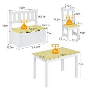 Conjunto de penteadeira e cadeira infantil com espelhos removíveis e 4 compartimentos de armazenamento - rosa