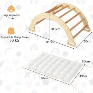 Arco de escalada com caixa de armazenamento, estrutura de escalada para escalada, gangorra, rastejamento 90 x 50 x 48 cm