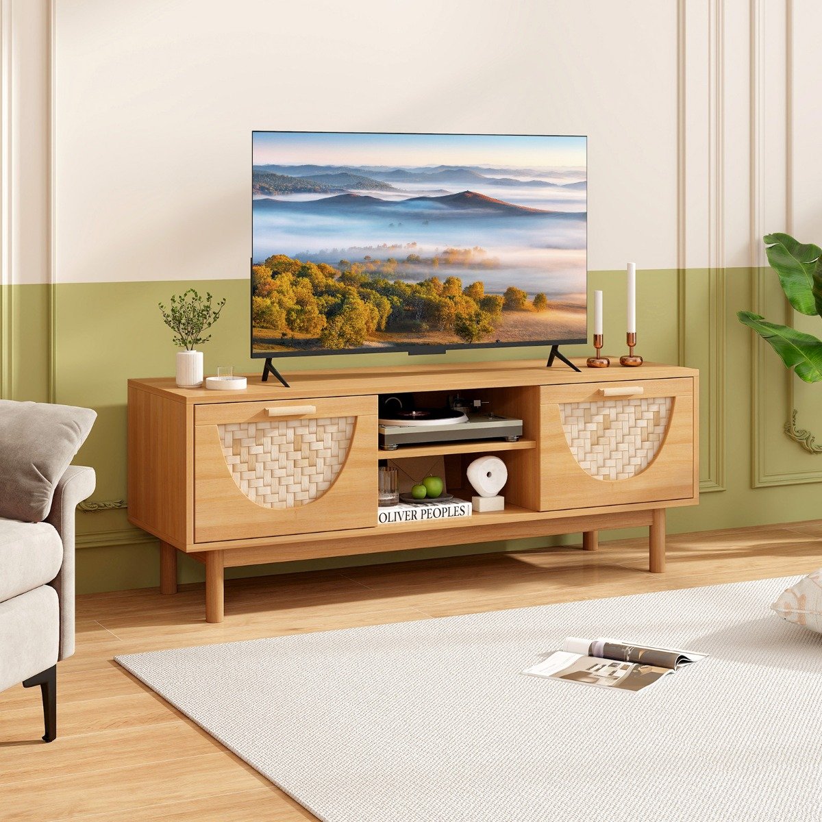 Suporte de TV para TV de 55 polegadas com gavetas, armário de console para TV, console de TV - Image 2