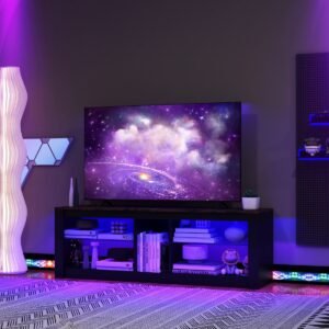 Mesa de console com prateleira de armazenamento e estrutura de metal para sala de estar