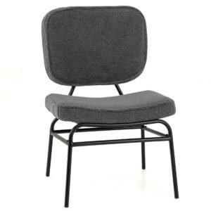 Poltrona estofada com estofamento de esponja e apoios para os pés ajustáveis ​​- branca