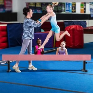 Trave de ginástica de 7,5 pés de altura e baixa com 3 alturas - Roxo