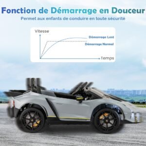 Carro elétrico infantil Lamborghini com controle remoto e luzes LED e buzina, carro infantil rosa